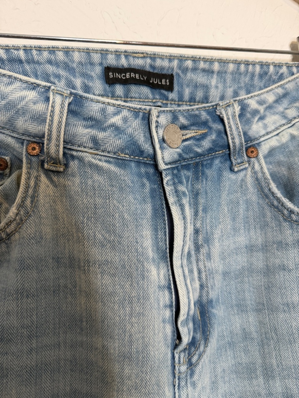 Sincerely Jules Women's Light Wash subtle Stripped Straight Jeans Size 5/27 - Picture 6 of 13